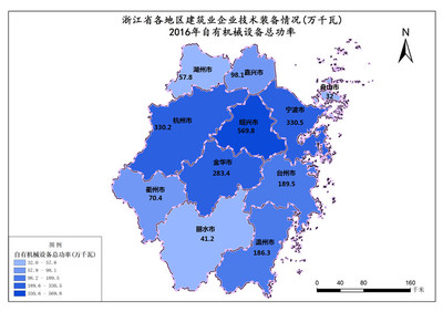 浙江省2016年自有机械设备总功率